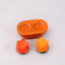 separated red and orange tulip salt and pepper shakers with brown pot tray