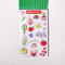 interior stickers of sticker book with black cover with colorful 'HIP HIP HOORAY IT'S A STICKER BOOK' across the front and gold elastic band