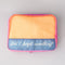 pink and blue large packing cube set that says 'did i forget something?' and has yellow mesh front