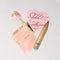 stacked set of 4 big stickers: realistic pencil, realistic pink tulip, library card, and pink heart that says 'shhh!!! i'm at a really good part!
