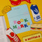 oat milk, butter stick, cheese wedge, sausage link and orange juice carton bookmarks