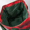 Green interior of large canvas tote bag with cheerful cherry print and says 'CHERRY GOOD TIMES'