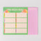 Fruit-themed weekly meal planner pad with colorful illustrations