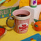 strawberry ice cream carton mug with silver metallic spoon handle