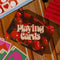 Interior of packaged set of 2 cherry print playing card decks