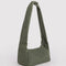 side view of olive green nylon meringue bag