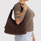 model wearing coffee nylon shoulder bag