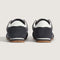 back view of two toned pewter super low pro sneaker