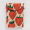 13 inch laptop sleeve in blush pink with red strawberry pattern