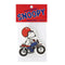 snoopy riding a blue and red motorcycle air freshener