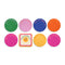 set of 14 colorful circle and smiley square bookplates with 'from the library of" and 'this book belongs to' on the front