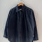 oversized washed black button down jacket on a hanger