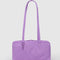 rose rectangular nylon bowler bag with matching zipper and charm clasp