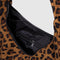 interior zipper pocket of dark brown leopard square nylon shoulder bag