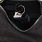 black interior key leash in black washed denim small crescent bag with black adjustable strap