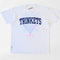 vintage white tee with navy TRINKETS across the front
