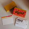 retro 70's print recipe box with gold foil 'RECIPES' across the front and included recipe cards and dividers