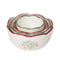 set of 4 burgundy and sage dainty floral nesting bowls
