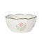 side view of set of 4 burgundy and sage dainty floral nesting bowls