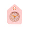 light pink house shaped alarm clock with orange numbers and light pink cuckoo bird