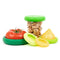 set of 5 fresh food huggers in green and yellow tones