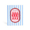 blue and white vertical stripe frame