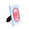 side view of blue and white vertical stripe frame