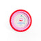 red round photo frame with pink scalloped interior