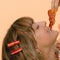 model wearing model wearing two bacon strip hair clips