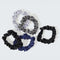 scattered set of 5 satin midnight blue thin hair scrunchies