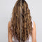 side by side of models long hair before and after using Texturizing Sea Salt Spray