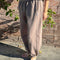 side view of model wearing french terry mushroom balloon pants with side pockets