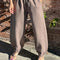 model wearing french terry mushroom balloon pants with side pockets