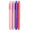 set of 4 pink and purple gel pens with book themed saying on the side