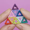 model holding set of mini colorful magnet balls that you can mold into different shapes in a triangle shape