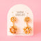 gold double bow tiered dangle earrings