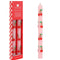 packaged set of 2 pink dinner candles with all over cherry print