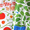set of 2 tea towels with tomato and basil prints