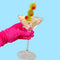 olive trio hair clips in a martini glass