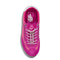 top view of two tone pink mesh super low pro sneaker with bungee looking laces