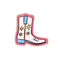 pink trinket tray with white and blue boot with star details