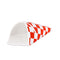 red and white checkered bag vase with nail hole and flat back for easy hanging