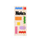 sticky note folio with cream ground and colorful shapes with black 'notes' and yellow elastic closure