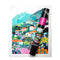 16x20 paint by numbers kit with honolulu cityscape, pots of paint and paintbrushes