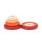stacked set of five terracotta toned food huggers