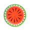 round circle watermelon print towel with green fringe