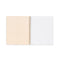 open view of spiral notebook with ivory inner page with pocket, and lined white paper