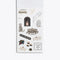 interior page of sticker book showing black and white stickers