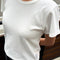 model wearing vintage white tee
