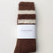 packaged brown socks with two white stripe cuff